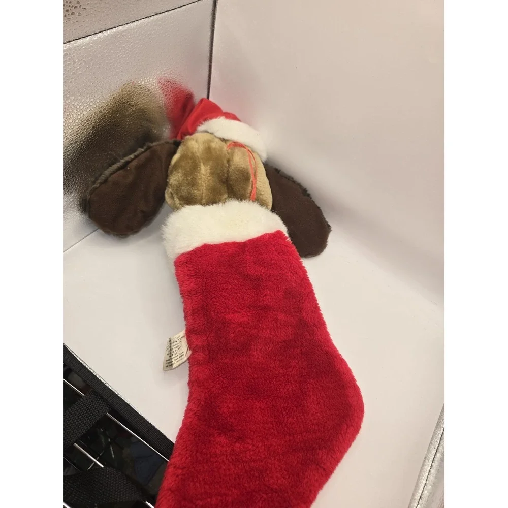 Vintage Sad Sam Puppy Dog Plush Christmas Stocking 1988 big eye stuffed animal
